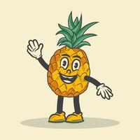 Retro-Ananas-Charakter-Vektor-Illustration vektor