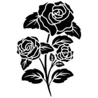 silhouette schwarzes motiv rose blume blüht vektor