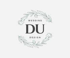 du initialer brev bröllop monogram logotyper samling, hand dragen modern minimalistisk och blommig mallar för inbjudan kort, spara de datum, elegant identitet för restaurang, boutique, Kafé i vektor