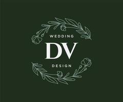 dv initialen brief hochzeit monogramm logos sammlung, handgezeichnete moderne minimalistische und florale vorlagen für einladungskarten, save the date, elegante identität für restaurant, boutique, café im vektor