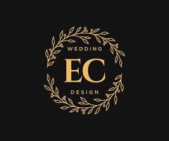 ec initialer brev bröllop monogram logotyper samling, hand dragen modern minimalistisk och blommig mallar för inbjudan kort, spara de datum, elegant identitet för restaurang, boutique, Kafé i vektor