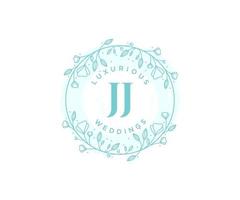 jj Initialen Brief Hochzeit Monogramm Logos Vorlage, handgezeichnete moderne minimalistische und florale Vorlagen für Einladungskarten, Datum speichern, elegante Identität. vektor