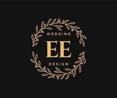 ee initialer brev bröllop monogram logotyper samling, hand dragen modern minimalistisk och blommig mallar för inbjudan kort, spara de datum, elegant identitet för restaurang, boutique, Kafé i vektor