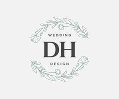 dh initialer brev bröllop monogram logotyper samling, hand dragen modern minimalistisk och blommig mallar för inbjudan kort, spara de datum, elegant identitet för restaurang, boutique, Kafé i vektor