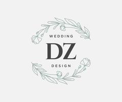 dz initialer brev bröllop monogram logotyper samling, hand dragen modern minimalistisk och blommig mallar för inbjudan kort, spara de datum, elegant identitet för restaurang, boutique, Kafé i vektor