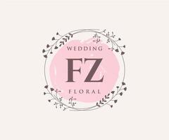 fz Initialen Brief Hochzeit Monogramm Logos Vorlage, handgezeichnete moderne minimalistische und florale Vorlagen für Einladungskarten, Datum speichern, elegante Identität. vektor