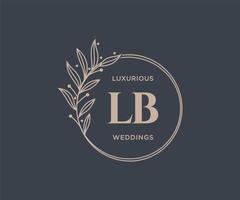lb Initialen Brief Hochzeit Monogramm Logos Vorlage, handgezeichnete moderne minimalistische und florale Vorlagen für Einladungskarten, Datum speichern, elegante Identität. vektor