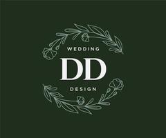 dd initialen brief hochzeit monogramm logos sammlung, handgezeichnete moderne minimalistische und florale vorlagen für einladungskarten, save the date, elegante identität für restaurant, boutique, café im vektor