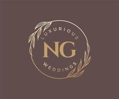 ng Initialen Brief Hochzeit Monogramm Logos Vorlage, handgezeichnete moderne minimalistische und florale Vorlagen für Einladungskarten, Datum speichern, elegante Identität. vektor