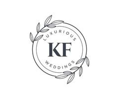 kf Initialen Brief Hochzeit Monogramm Logos Vorlage, handgezeichnete moderne minimalistische und florale Vorlagen für Einladungskarten, Datum speichern, elegante Identität. vektor