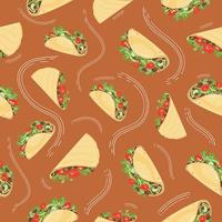 sömlös bakgrund och skriva ut mönster med läckra latin amerikan mat. quesadilla och tacos i en platt stil. vektor