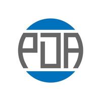 PDA-Brief-Logo-Design auf weißem Hintergrund. pda kreative initialen kreis logokonzept. PDA-Briefgestaltung. vektor