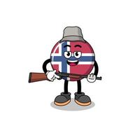 karikaturillustration des norwegischen flaggenjägers vektor