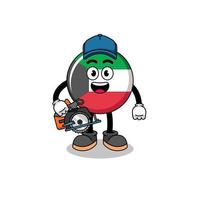 karikaturillustration der kuwait-flagge als holzarbeiter vektor