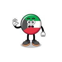 kuwait-flaggen-karikaturillustration, die stopphand tut vektor