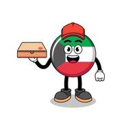 kuwait-flaggenillustration als pizzabote vektor