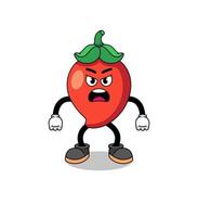 chili peppar tecknad serie illustration med arg uttryck vektor