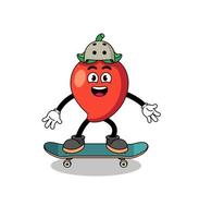 chili peppar maskot spelar en skateboard vektor