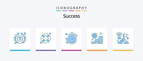 sucess blå 5 ikon packa Inklusive Framgång. pengar. snabb. Framgång. mynt. kreativ ikoner design vektor