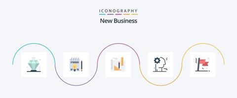 ny företag platt 5 ikon packa Inklusive Framgång. företag. teckning. prestation. redskap vektor