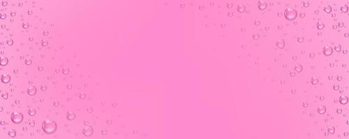 realistisk vatten droppar på rosa bakgrund vektor