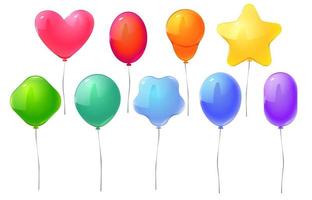 Regenbogenfarbene Luftballons in verschiedenen Formen vektor