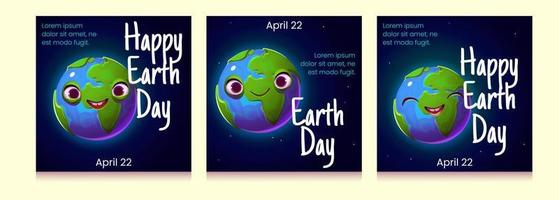 Happy Earth Day Poster, niedlicher Cartoon-Planet vektor