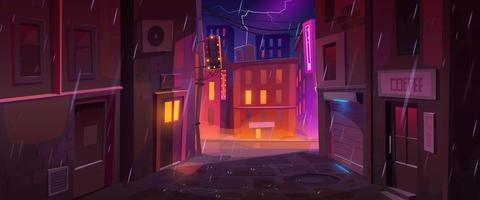 regnig natt i stad, tecknad serie vektor illustration