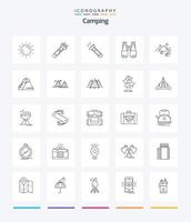 kreatives Camping 25 Umriss-Icon-Pack wie Natur. . Camping. Camping. Suche vektor