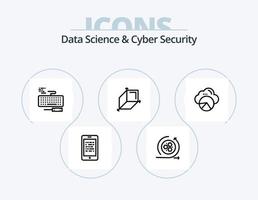 data vetenskap och cyber säkerhet linje ikon packa 5 ikon design. framsteg. moln sedan. prognoser. data sedan. rapportering vektor