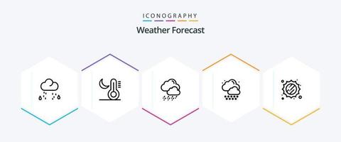 väder 25 linje ikon packa Inklusive . solig. snö. Sol. regn vektor