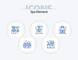 Spa-Element blau Icon Pack 5 Icon Design. Yoga. Öl. Spa. Honig. Süss vektor