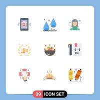 uppsättning av 9 modern ui ikoner symboler tecken för mat hand expert- stansa boxning redigerbar vektor design element