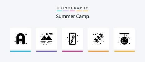 Summer Camp Glyph 5 Icon Pack inklusive Melting. Camping. Karte. Boot. Fleisch. kreatives Symboldesign vektor