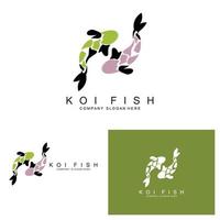 koi fisk logotyp design, dekorativ fisk vektor, akvarium prydnad illustration varumärke produkt vektor