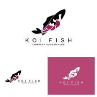 Koi-Fisch-Logo-Design, Zierfisch-Vektor, Aquarium-Ornament-Illustration Markenprodukt vektor