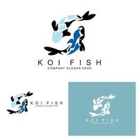 Koi-Fisch-Logo-Design, Zierfisch-Vektor, Aquarium-Ornament-Illustration Markenprodukt vektor