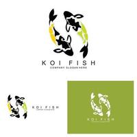 Koi-Fisch-Logo-Design, Zierfisch-Vektor, Aquarium-Ornament-Illustration Markenprodukt vektor