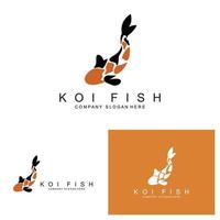 Koi-Fisch-Logo-Design, Zierfisch-Vektor, Aquarium-Ornament-Illustration Markenprodukt vektor