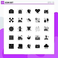 uppsättning av 25 modern ui ikoner symboler tecken för spelare misslyckas ansikte radera puls redigerbar vektor design element