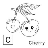 design süße früchte charakter malseite alphabet vektor