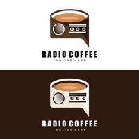 kaffe radio logotyp, podcast radio design, kaffe ikon, kaffe Kafé logotyp produkt varumärke vektor