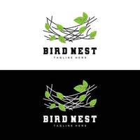 Vogelnest-Logo-Design, Vogelhaus-Vektor für Eier, Vogelbaum-Logo-Illustration vektor