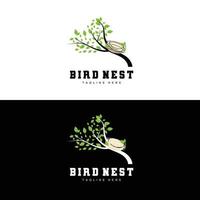 Vogelnest-Logo-Design, Vogelhaus-Vektor für Eier, Vogelbaum-Logo-Illustration vektor