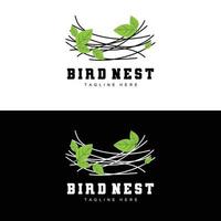 Vogelnest-Logo-Design, Vogelhaus-Vektor für Eier, Vogelbaum-Logo-Illustration vektor