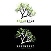 grünes Baum-Logo-Design, Bonsai-Baum-Logo-Illustration, Blatt- und Holzvektor vektor