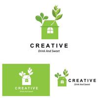 Vektorillustration des grünen Pflanzen-Matcha-Logos als Matcha-Getränk oder Matcha-Dessert, Grüntee-Design vektor