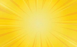 Sunburst-Pop-Art gelber Comic-Buch-Halbtonhintergrund. vektor