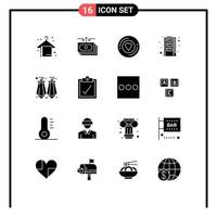 Stock Vector Icon Pack mit 16 Zeilenzeichen und Symbolen für Ohrringe Ram Report Memory Sticker editierbare Vektordesign-Elemente