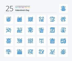valentines dag 25 blå Färg ikon packa Inklusive livsstil. vin. kärlek. kärlek. fira vektor
